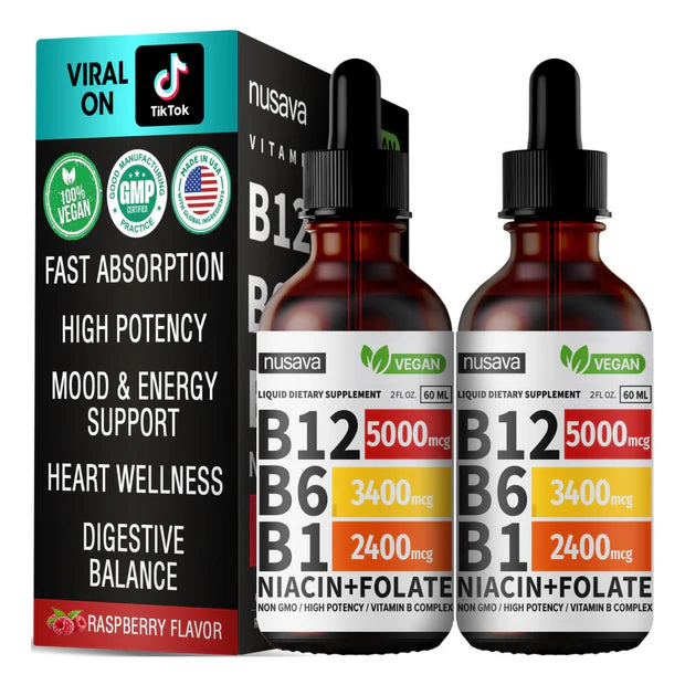 Complemento Vitaminaco B12 B6 B1 en Gotas – Mejora tu Rendimiento y tu Energia desde 9 a 65 años - Manual de alimentación Gratis